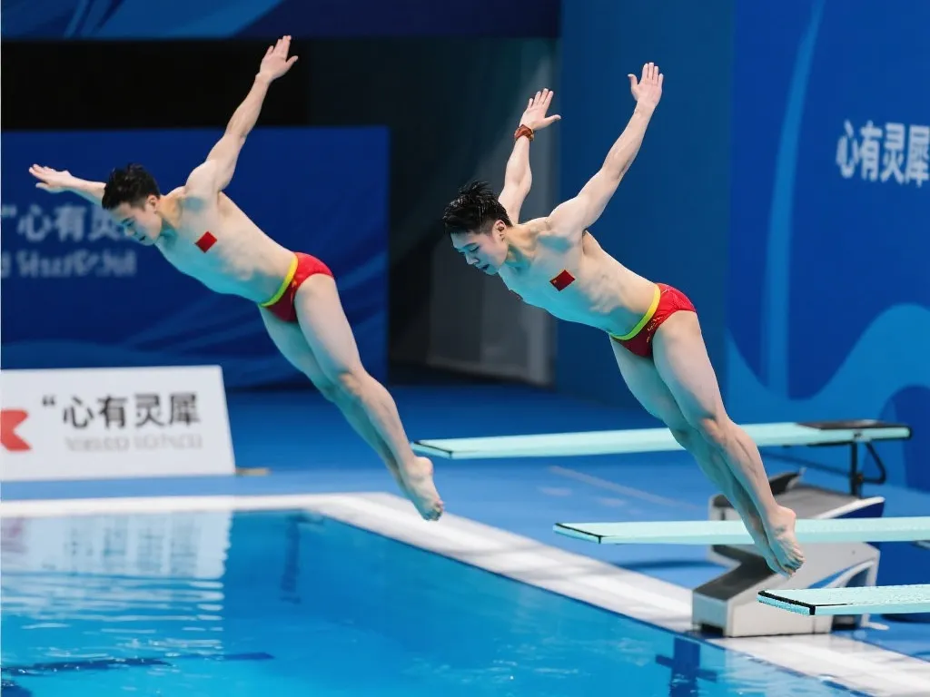 例如，在双人同步跳水中，中国队的两位选手